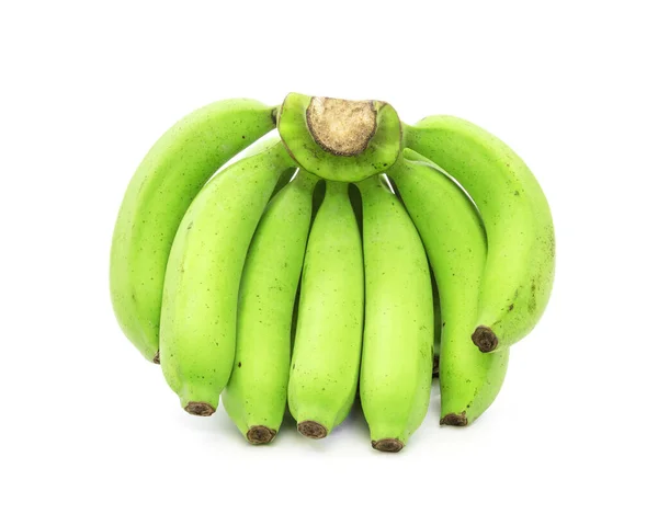Groene Bananen Geïsoleerd Witte Achtergrond — Stockfoto