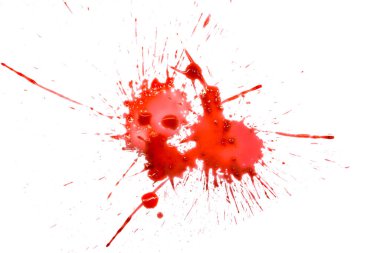 Beyaz arkaplanda izole edilmiş kırmızı kan damlaları, soyut desen