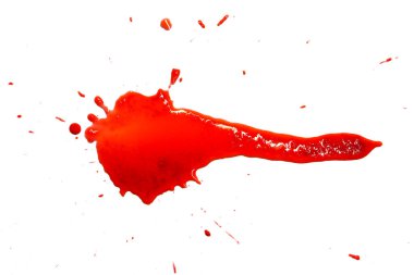 Beyaz arkaplanda izole edilmiş kırmızı kan damlaları, soyut desen