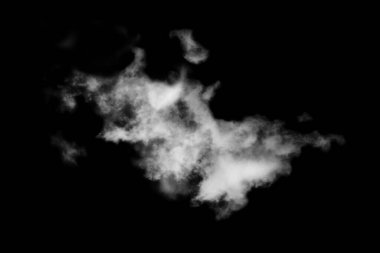 Siyah arkaplanda izole edilmiş bulut, desenli duman, soyut siyah