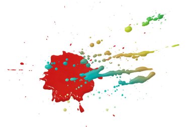 Beyaz arkaplanda izole edilmiş renkli damlalar, soyut desen