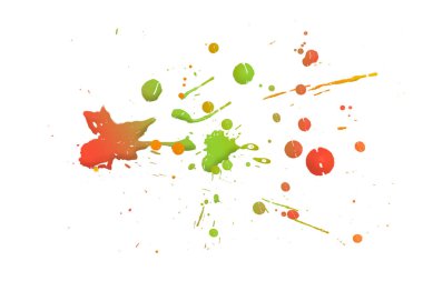 Beyaz arkaplanda izole edilmiş renkli damlalar, soyut desen