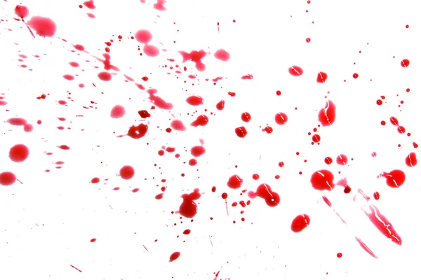 Closeup Drops Red Blood Isolated White Background Abstract Pattern — Stock Photo, Image