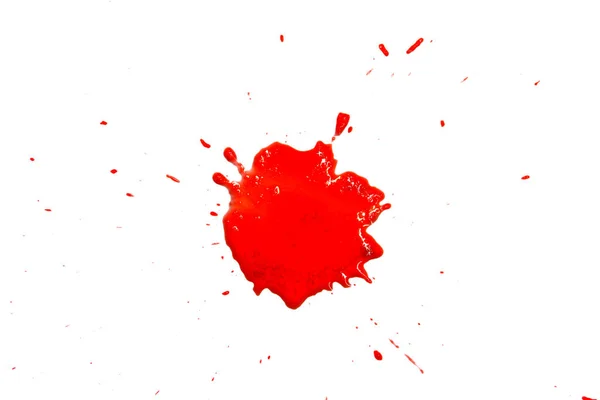 Крупним Планом Краплі Червоної Крові Ізольовані Білому Тлі Абстрактний Візерунок — стокове фото