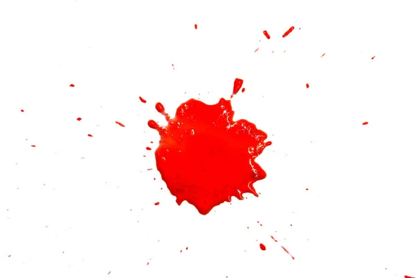 Closeup Drops Red Blood Isolated White Background Abstract Pattern — Stock Photo, Image