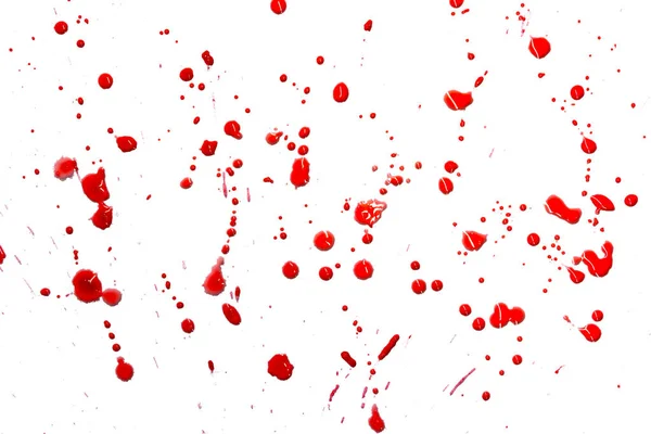 Closeup Drops Red Blood Isolated White Background Abstract Pattern — Stock Photo, Image