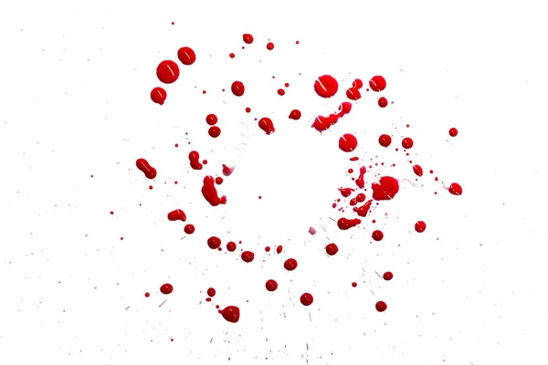 Gotas Sangre Roja Aisladas Sobre Fondo Blanco Patrón Abstracto —  Fotos de Stock