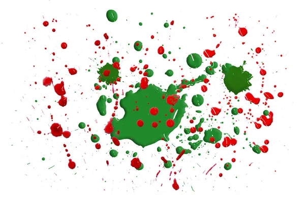 Gröna Och Röda Droppar Isolerade Vit Bakgrund Abstrakt Mönster — Stockfoto