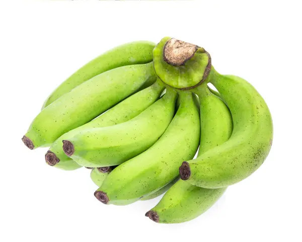 Groene Bananen Geïsoleerd Witte Achtergrond — Stockfoto