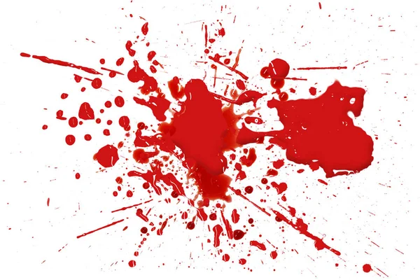 Közeli Csepp Vörös Vér Elszigetelt Fehér Háttér Elvont Minta — Stock Fotó