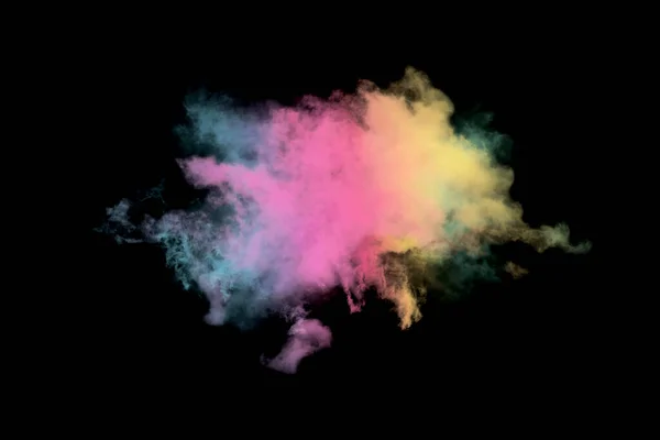 Gekleurde Wolk Geïsoleerd Zwarte Achtergrond Textured Smoke Abstract Zwart — Stockfoto