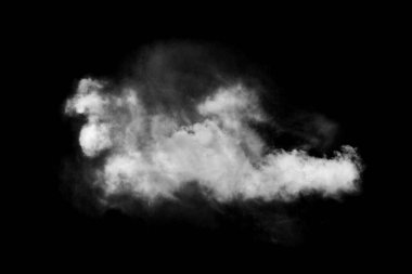 Siyah arkaplanda izole edilmiş bulut, desenli duman, soyut siyah