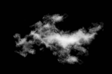 Siyah arkaplanda izole edilmiş bulut, desenli duman, soyut siyah