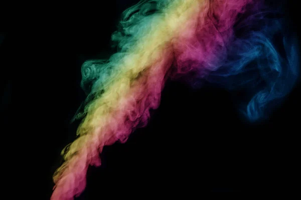 Humo Abstracto Aislado Sobre Fondo Negro Polvo Arco Iris — Foto de Stock