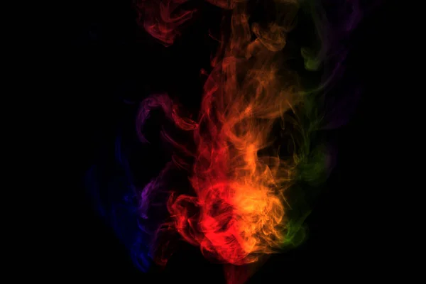 Abstrakcyjny Dym Izolowany Czarnym Tle Tęczowy Proszek — Zdjęcie stockowe