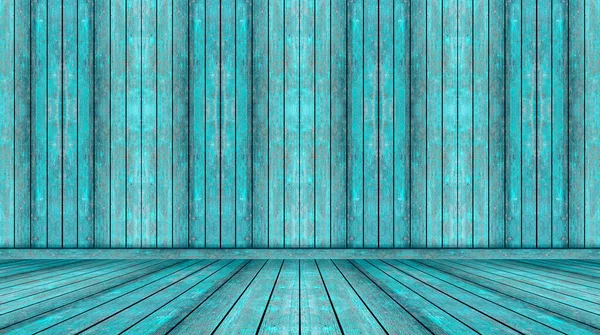 蓝色墙壁和地板 木制背景 — 图库照片