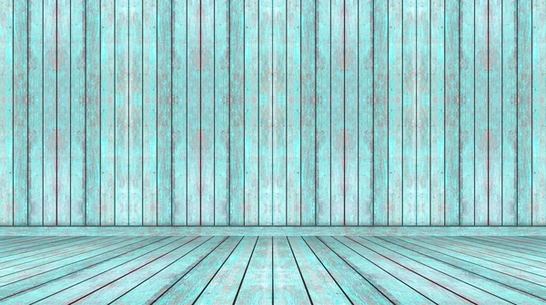 青い壁と床の部屋の木の背景 — ストック写真