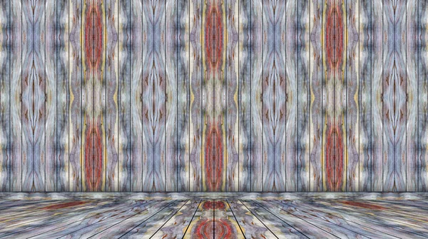 Färgglada Vägg Och Golv Rum Trä Bakgrund Mönster Regnbåge Eukalyptus — Stockfoto