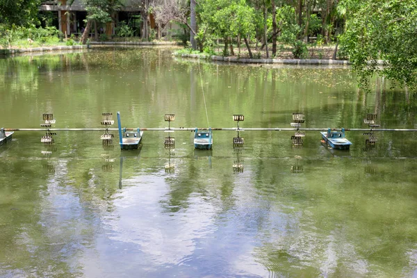 Aireadores Superficie Uso Para Hacer Que Las Aguas Residuales Para — Foto de Stock