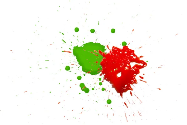 Gotas Verdes Rojas Aisladas Sobre Fondo Blanco Patrón Abstracto —  Fotos de Stock