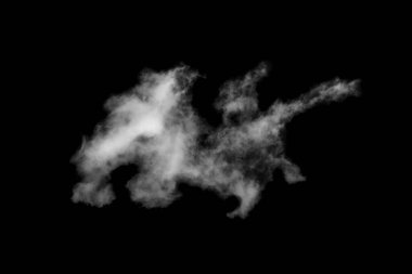 Siyah arkaplanda izole edilmiş bulut, desenli duman, soyut siyah