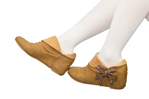 白い背景に隔離された茶色の女性の靴 クリッピングパス — ストック写真