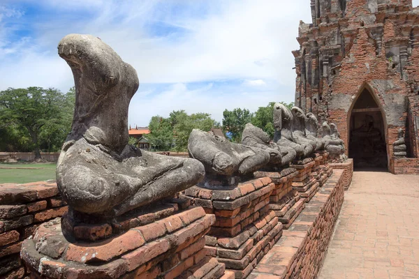 Wat Chaiwatthanaram Tapınağındaki Antik Buda Heykeli Tayland — Stok fotoğraf