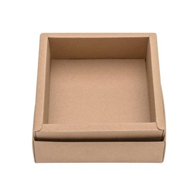 Kahverengi karton kutu beyaz arkaplanda izole edilmiş, kırpma yolu