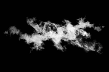 Siyah arkaplanda izole edilmiş bulut, desenli duman, soyut siyah
