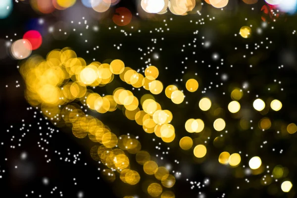 Bokeh Naranja Colorido Con Fondo Nieve Las Luces Navidad Año — Foto de Stock