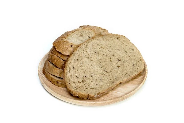 Bochenek Chleba Drewnianej Płycie Izolowany Białym Tle — Zdjęcie stockowe
