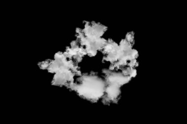 Siyah arkaplanda izole edilmiş bulut, desenli duman, soyut siyah