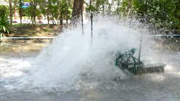 Surface Aerators Use Make Waste Water Clean Water — Stock Video