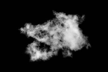 Siyah arkaplanda izole edilmiş bulut, desenli duman, soyut siyah