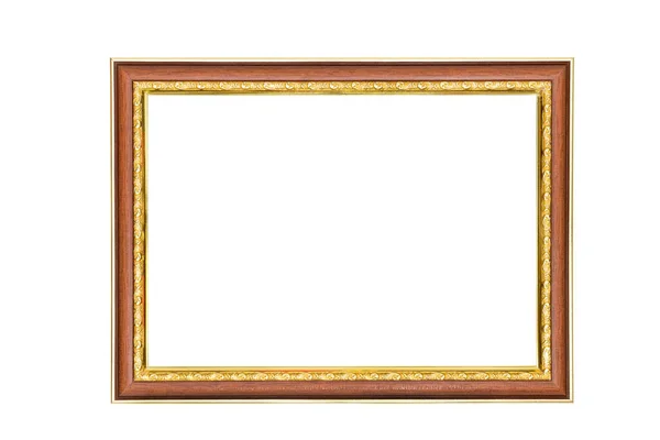 白を背景にしたアンティークの黄金の茶色の画像フレームクリッピングパス — ストック写真