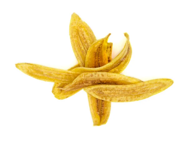 Zoete Banaan Chips Geïsoleerd Witte Achtergrond — Stockfoto