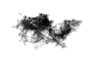 Beyaz arka planda izole edilmiş bulut, Duman desenli, soyut siyah