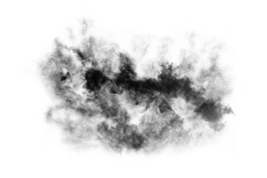 Beyaz arka planda izole edilmiş bulut, Duman desenli, soyut siyah