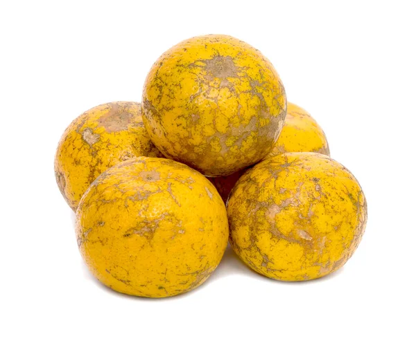 Pomarańcza Wyizolowana Białym Tle Owoce Tajskie — Zdjęcie stockowe