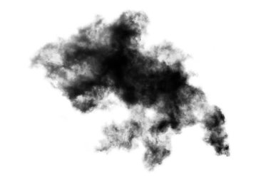 Beyaz arka planda izole edilmiş bulut, Duman desenli, soyut siyah
