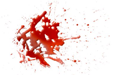 Beyaz arkaplanda izole edilmiş kırmızı kan damlaları, soyut desen