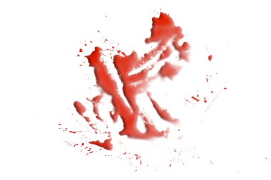 Beyaz arkaplanda izole edilmiş kırmızı kan damlaları, soyut desen