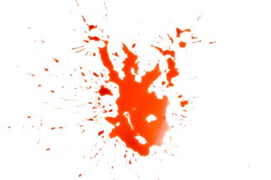 Beyaz arkaplanda izole edilmiş kırmızı kan damlaları, soyut desen