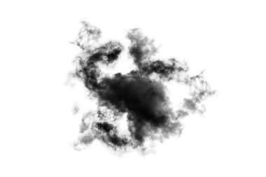 Beyaz arka planda izole edilmiş bulut, Duman desenli, soyut siyah