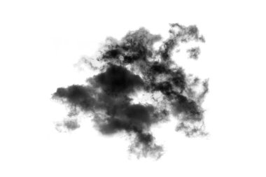 Beyaz arka planda izole edilmiş bulut, Duman desenli, soyut siyah