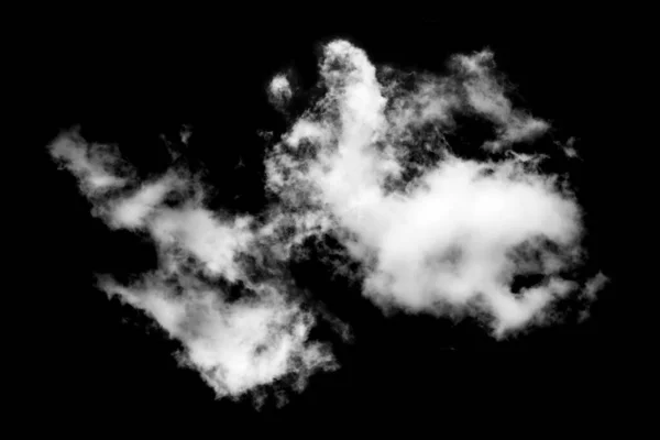 黑色背景上孤立的白云 有纹理的烟雾 抽象的黑色 — 图库照片