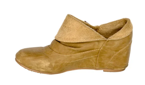 Brown Mulher Sapatos Isolados Fundo Branco — Fotografia de Stock