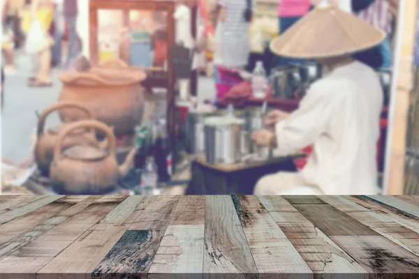 Top Desk Blur Ancient Coffee Shop Northern Thailand Background Wooden — стоковое фото