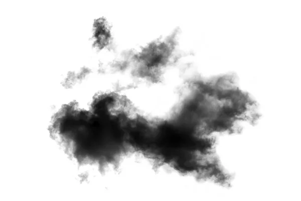 Nuage Isolé Sur Fond Blanc Texture Fumée Noir Abstrait — Photo