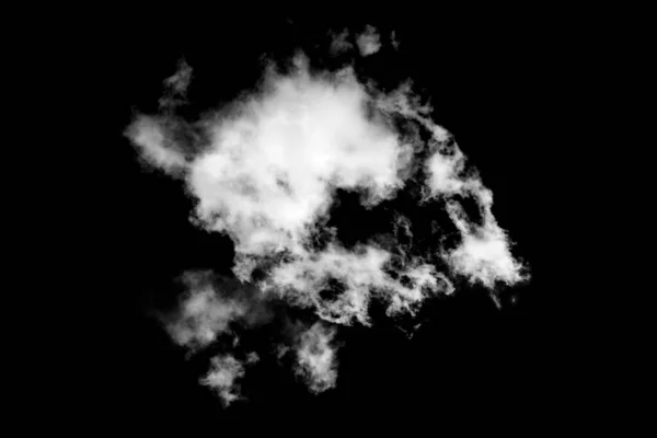 Nuages Isolés Sur Fond Noir Blanc Abstrait Fumée Texturée — Photo